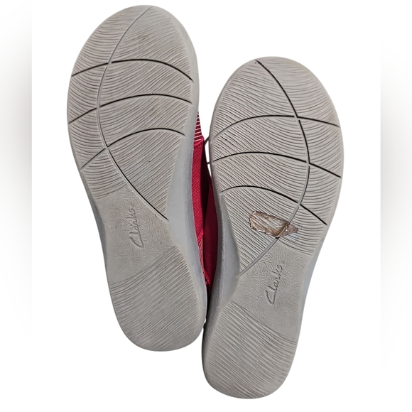 Clarks Women Red Cloudsteppers Lace Up Sneakers Size 9.5 Comfort Casual Walking - Picture 7 of 8